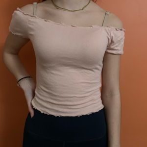 Forever 21 pink off the shoulder ruffle top